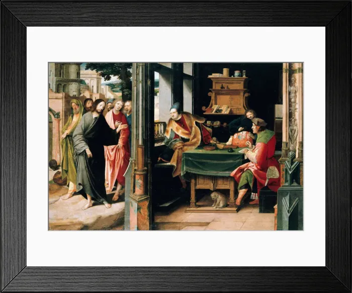 Framed Print : The Vocation of Saint Matthew. Artist: Engebrechtsz. Cornelis (ca. 1462-1527) Framed Print : The Vocation of Saint Matthew. Artist: Engebrechtsz. Cornelis (ca. 1462-1527)