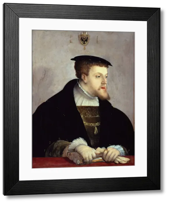 Framed Print : Portrait of the Emperor Charles V (1500-1558), ca 1532. Artist: Amberger, Christoph (ca. 1500-1562) Framed Print : Portrait of the Emperor Charles V (1500-1558), ca 1532. Artist: Amberger, Christoph (ca. 1500-1562)