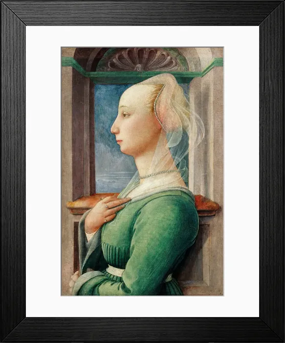 Framed Print : Profile Portrait of a Young Woman, ca 1445. Artist: Lippi, Fra Filippo (1406-1469) Framed Print : Profile Portrait of a Young Woman, ca 1445. Artist: Lippi, Fra Filippo (1406-1469)