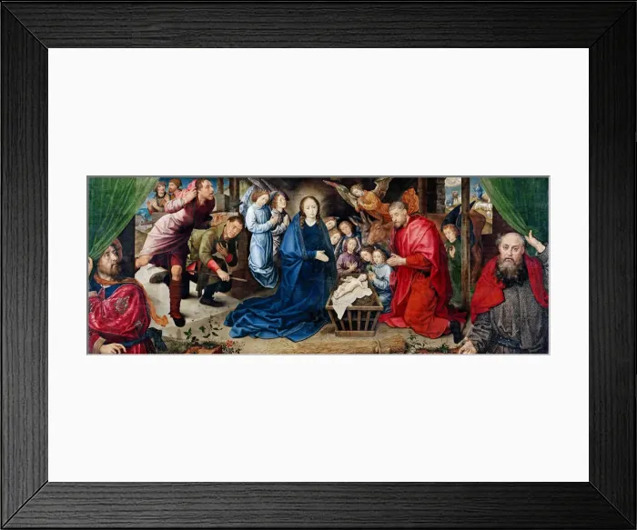 Framed Print : The Adoration of the Shepherds, c. 1480. Artist: Goes, Hugo, van der (1435-1482) Framed Print : The Adoration of the Shepherds, c. 1480. Artist: Goes, Hugo, van der (1435-1482)