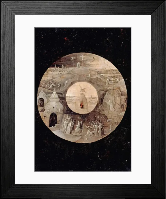 Framed Print : Saint John the Evangelist on Patmos (Reverse side). The Passion of the Christ, c. 1505. Artist: Bosch, Hieronymus (c. 1450-1516) Framed Print : Saint John the Evangelist on Patmos (Reverse side). The Passion of the Christ, c. 1505. Artist: Bosch, Hieronymus (c. 1450-1516)