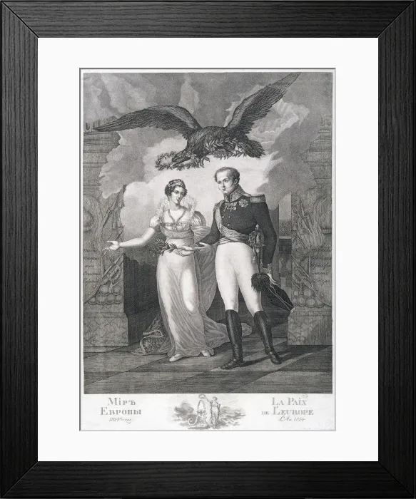 Framed Print : The Allegory of the Peace of Europe, 1814. Artist: Cardelli, Salvatore (active 1800s) Framed Print : The Allegory of the Peace of Europe, 1814. Artist: Cardelli, Salvatore (active 1800s)