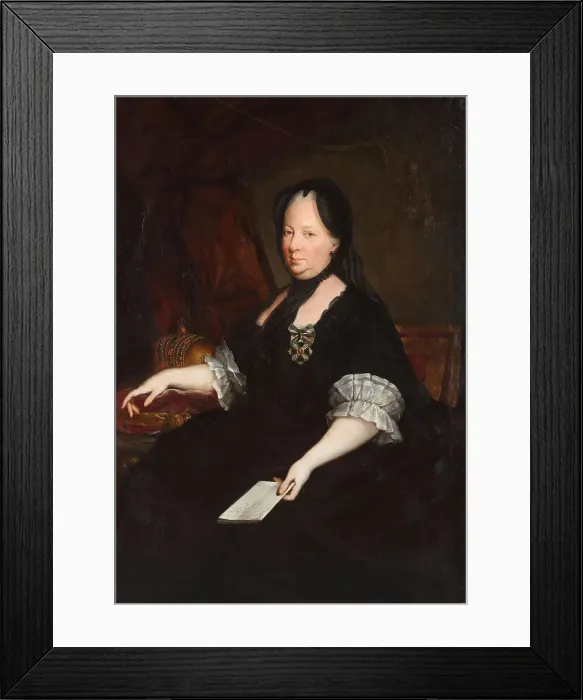 Framed Print : Portrait of Empress Maria Theresia of Austria (1717-1780) as a widow, 1772. Artist: Maron, Anton von (1733-1808) Framed Print : Portrait of Empress Maria Theresia of Austria (1717-1780) as a widow, 1772. Artist: Maron, Anton von (1733-1808)