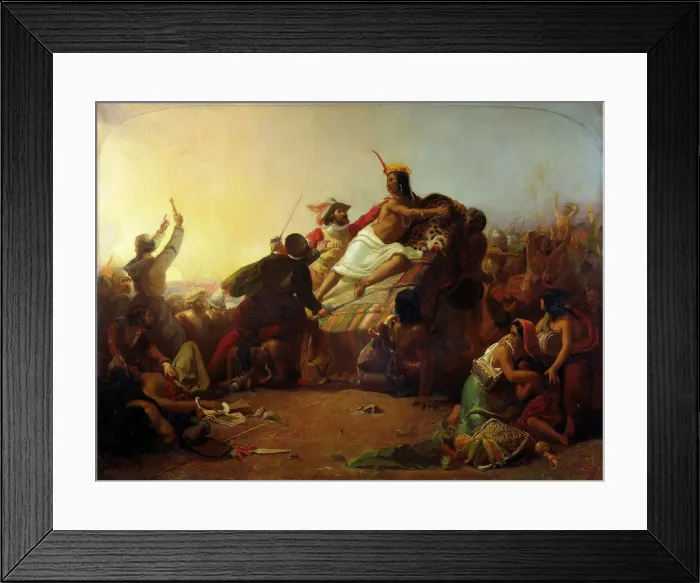 Framed Print : Pizarro Seizing the Inca of Peru, 1846. Artist: Millais, John Everett (1829-1896) Framed Print : Pizarro Seizing the Inca of Peru, 1846. Artist: Millais, John Everett (1829-1896)