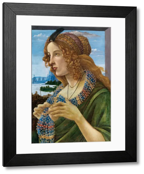 Framed Print : Allegorical Portrait of a Woman (Simonetta Vespucci), 1480-1490. Artist: Botticelli, Sandro, (Workshop) Framed Print : Allegorical Portrait of a Woman (Simonetta Vespucci), 1480-1490. Artist: Botticelli, Sandro, (Workshop)
