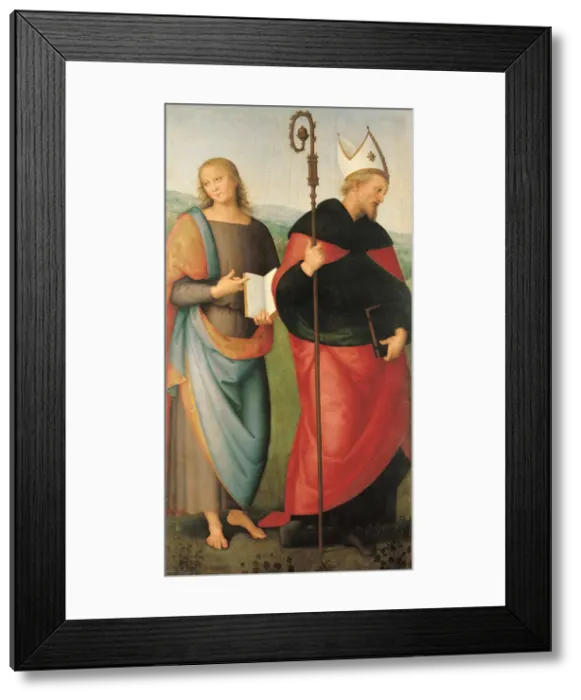 Framed Print : Saints John the Evangelist and Augustine, 1502-1512. Artist: Perugino (ca. 1450-1523) Framed Print : Saints John the Evangelist and Augustine, 1502-1512. Artist: Perugino (ca. 1450-1523)