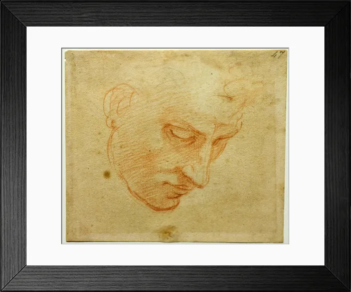 Framed Print : Head Study to the Sistine Chapel ceiling, ca 1509-1510. Artist: Buonarroti, Michelangelo (1475-1564) Framed Print : Head Study to the Sistine Chapel ceiling, ca 1509-1510. Artist: Buonarroti, Michelangelo (1475-1564)