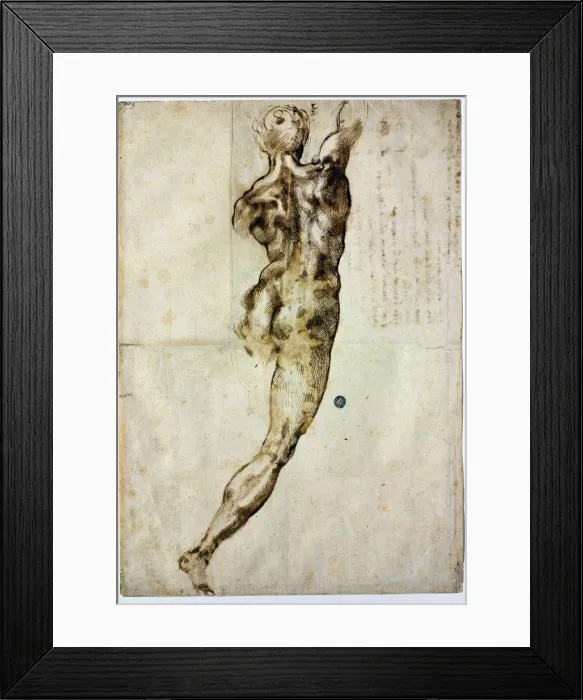 Framed Print : Nude from behind, c. 1504. Artist: Buonarroti, Michelangelo (1475-1564) Framed Print : Nude from behind, c. 1504. Artist: Buonarroti, Michelangelo (1475-1564)