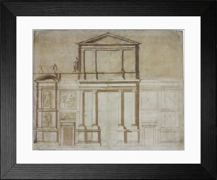 Framed Print : Project for the Facade of San Lorenzo in Florence, 1516. Artist: Buonarroti, Michelangelo (1475-1564) Framed Print : Project for the Facade of San Lorenzo in Florence, 1516. Artist: Buonarroti, Michelangelo (1475-1564)