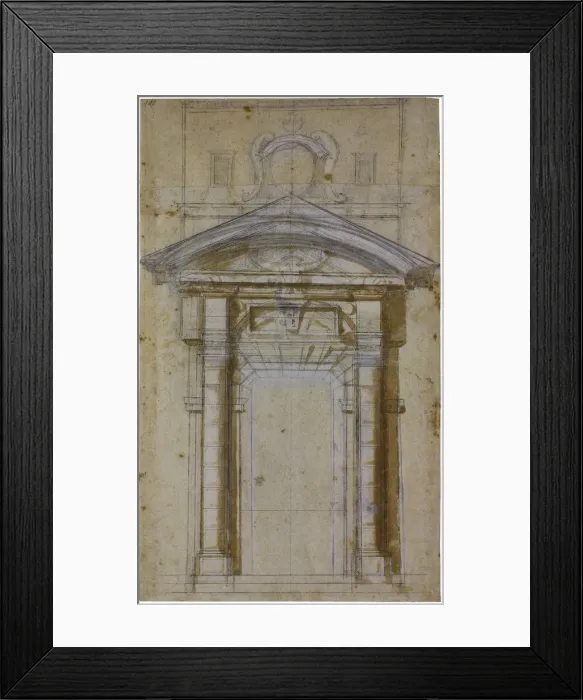 Framed Print : Study for Porta Pia in Rome, ca 1561. Artist: Buonarroti, Michelangelo (1475-1564) Framed Print : Study for Porta Pia in Rome, ca 1561. Artist: Buonarroti, Michelangelo (1475-1564)