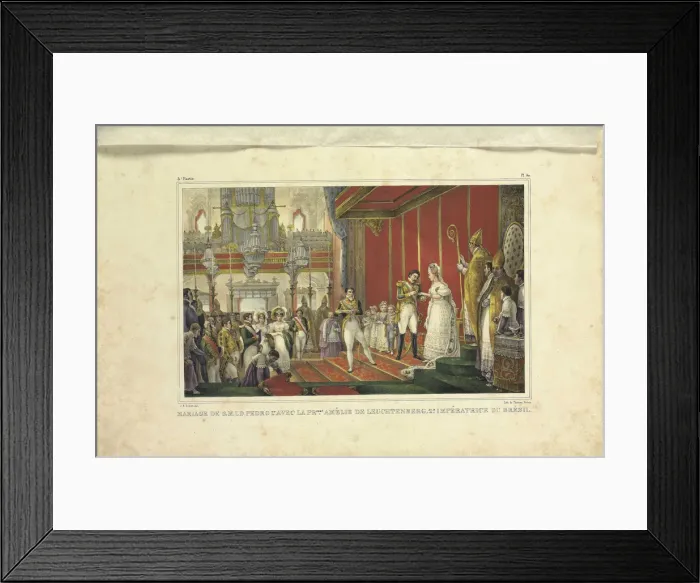Framed Print : The Marriage of Amelie of Leuchtenberg and Emperor Pedro I of Brazil, 1829. Artist: Debret, Jean-Baptiste (1768-1848) Framed Print : The Marriage of Amelie of Leuchtenberg and Emperor Pedro I of Brazil, 1829. Artist: Debret, Jean-Baptiste (1768-1848)
