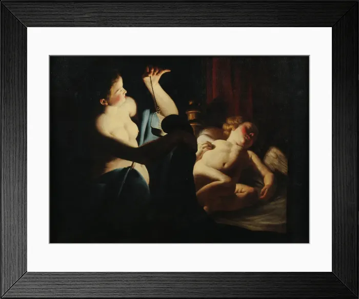 Framed Print : Psyche discovers Cupid, First third of 17th century. Artist: Candlelight Master (active c. 1620-1640) Framed Print : Psyche discovers Cupid, First third of 17th century. Artist: Candlelight Master (active c. 1620-1640)
