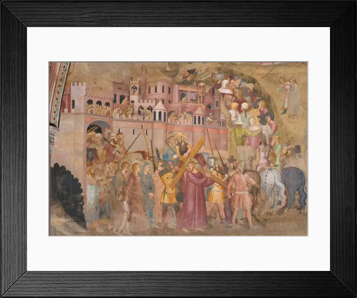 Framed Print : Christ carrying the Cross. Fresco of the Cappellone degli Spagnoli, ca 1365. Artist: Andrea di Bonaiuto, (Andrea da Firenze) (1343-1377) Framed Print : Christ carrying the Cross. Fresco of the Cappellone degli Spagnoli, ca 1365. Artist: Andrea di Bonaiuto, (Andrea da Firenze) (1343-1377)