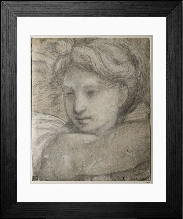 Framed Print : Head of an Angel, c. 1520. Artist: Raphael (1483-1520) Framed Print : Head of an Angel, c. 1520. Artist: Raphael (1483-1520)