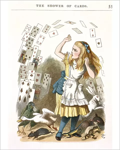 The Shower of Cards. Illustration for Alice in Wonderland by L. Carroll, 1890. Artist: Tenniel, Sir John (1820-1914)