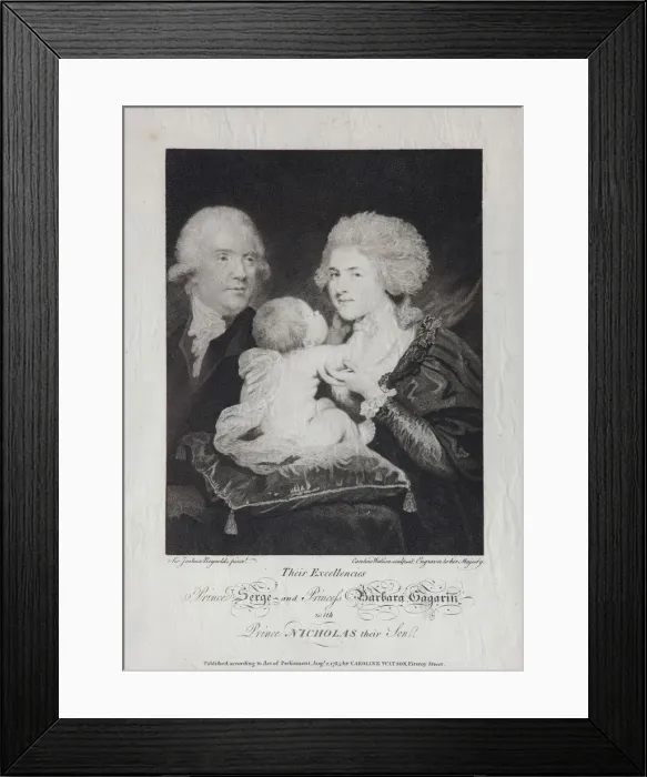 Framed Print : Portrait of Count Sergei Sergeyevich Gagarin (1745-1798) and Countess Varvara Nikolaevna Gagarina (1 Artist: Watson, Caroline (1760-1814) Framed Print : Portrait of Count Sergei Sergeyevich Gagarin (1745-1798) and Countess Varvara Nikolaevna Gagarina (1 Artist: Watson, Caroline (1760-1814)