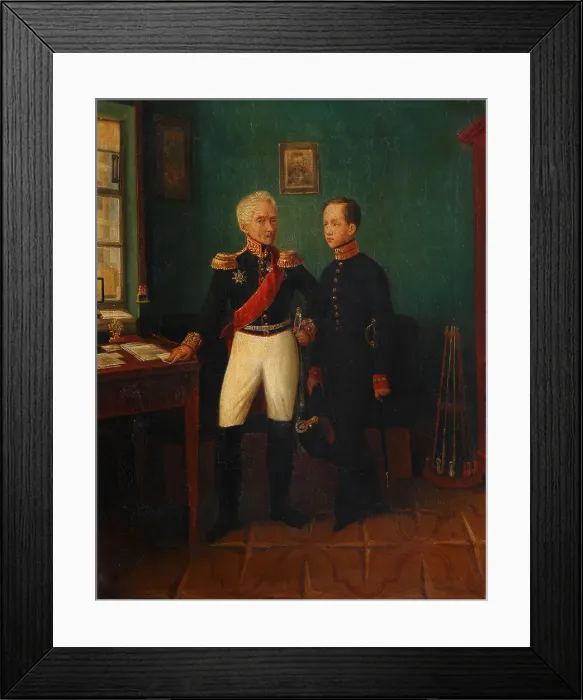 Framed Print : Portrait of General Fyodor Grigoryevich (Friedrich August) Goldgeuer (1771-1848) with Son Mikhail, c Artist: Anonymous Framed Print : Portrait of General Fyodor Grigoryevich (Friedrich August) Goldgeuer (1771-1848) with Son Mikhail, c Artist: Anonymous