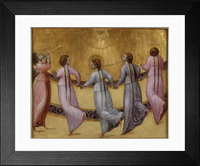 Framed Print : Five dancing angels, ca 1436. Artist: Giovanni di Paolo (ca 1403-1482) Framed Print : Five dancing angels, ca 1436. Artist: Giovanni di Paolo (ca 1403-1482)