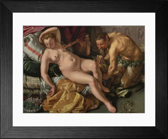 Framed Print : Jupiter and Antiope, 1612. Artist: Goltzius, Hendrick (1558-1617) Framed Print : Jupiter and Antiope, 1612. Artist: Goltzius, Hendrick (1558-1617)