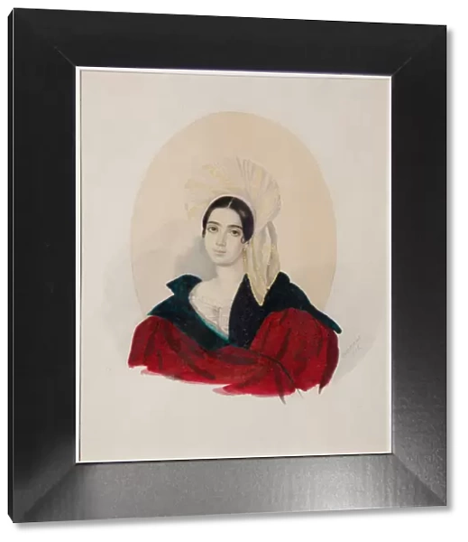 Portrait of Anna Davydovna Baratynskaya (1814-1889), nee Abamelek-Lazareva, 1836. Artist: Osokin (Asokin), Konstantin Semyonovich (1801-after 1847)