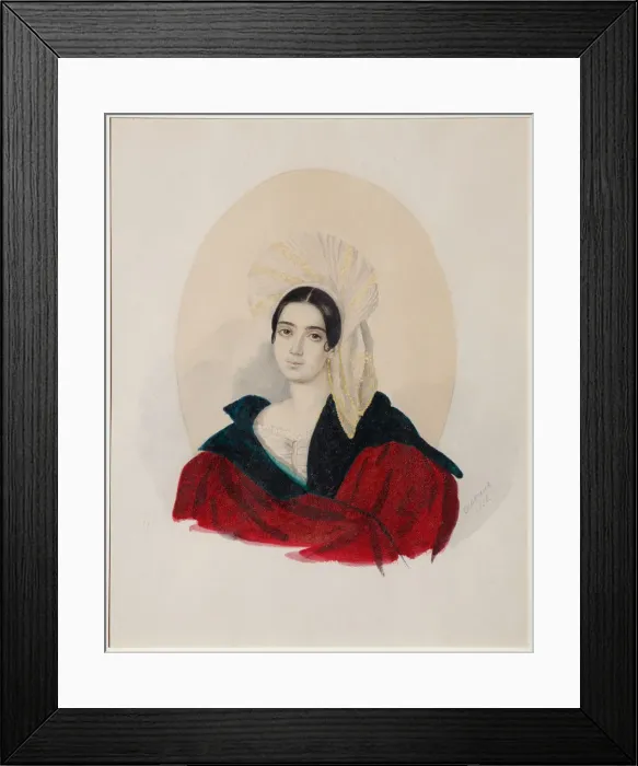 Framed Print : Portrait of Anna Davydovna Baratynskaya (1814-1889), nee Abamelek-Lazareva, 1836. Artist: Osokin (Asokin), Konstantin Semyonovich (1801-after 1847) Framed Print : Portrait of Anna Davydovna Baratynskaya (1814-1889), nee Abamelek-Lazareva, 1836. Artist: Osokin (Asokin), Konstantin Semyonovich (1801-after 1847)