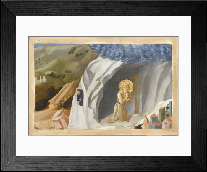 Framed Print : Saint Benedict Tempted in the Wilderness, 1430. Artist: Angelico, Fra Giovanni, da Fiesole (ca. 1400-1455) Framed Print : Saint Benedict Tempted in the Wilderness, 1430. Artist: Angelico, Fra Giovanni, da Fiesole (ca. 1400-1455)