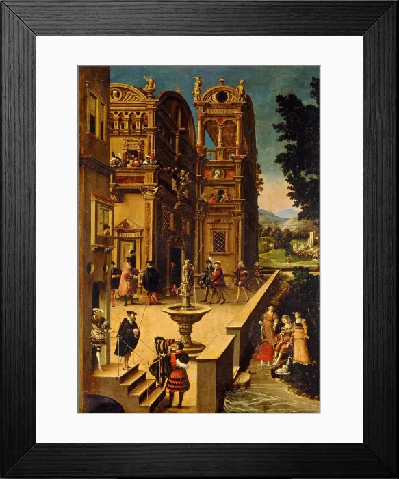 Framed Print : Bathsheba at Her Bath, after 1537. Artist: Beham, Hans Sebald (1500-1550) Framed Print : Bathsheba at Her Bath, after 1537. Artist: Beham, Hans Sebald (1500-1550)