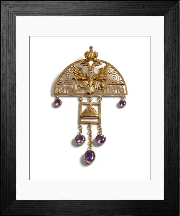 Framed Print : Pendant to the 300th Anniversary of the Romanov Dynasty, 1913. Artist: Holmstrom, Albert, (Faberge manufacture) (1876-1925) Framed Print : Pendant to the 300th Anniversary of the Romanov Dynasty, 1913. Artist: Holmstrom, Albert, (Faberge manufacture) (1876-1925)