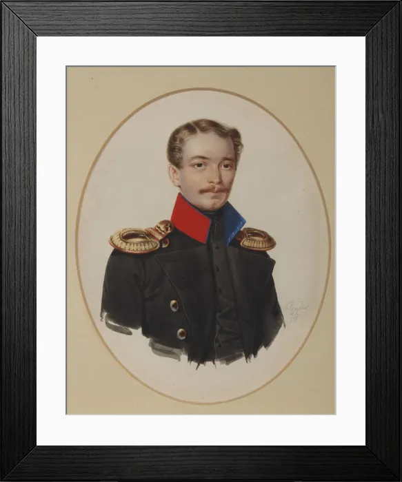 Framed Print : Portrait of Platon Ivanovich Panshin (1817-1863), 1841. Artist: Klunder, Alexander Ivanovich (1802-1875) Framed Print : Portrait of Platon Ivanovich Panshin (1817-1863), 1841. Artist: Klunder, Alexander Ivanovich (1802-1875)
