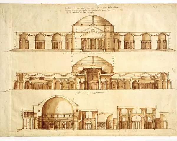 Reconstruction project of the Baths of Agrippa, Rome, c. 1550. Artist: Palladio, Andrea (1508-1580)
