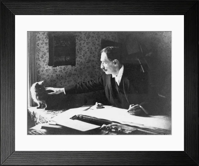 Framed Print : Louis Wain at his drawing board, 1890s. Artist: Anonymous Framed Print : Louis Wain at his drawing board, 1890s. Artist: Anonymous