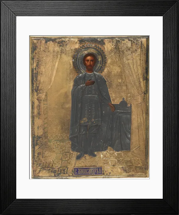 Framed Print : Saint Grand Prince Alexander Nevsky, 19th century. Artist: Russian icon Framed Print : Saint Grand Prince Alexander Nevsky, 19th century. Artist: Russian icon