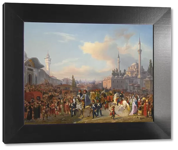 Sultan Mahmud II Leaving The Bayezid Mosque, Constantinople, 1837. Artist: Mayer, Auguste (1805-1890)