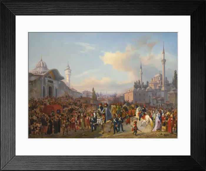Framed Print : Sultan Mahmud II Leaving The Bayezid Mosque, Constantinople, 1837. Artist: Mayer, Auguste (1805-1890) Framed Print : Sultan Mahmud II Leaving The Bayezid Mosque, Constantinople, 1837. Artist: Mayer, Auguste (1805-1890)