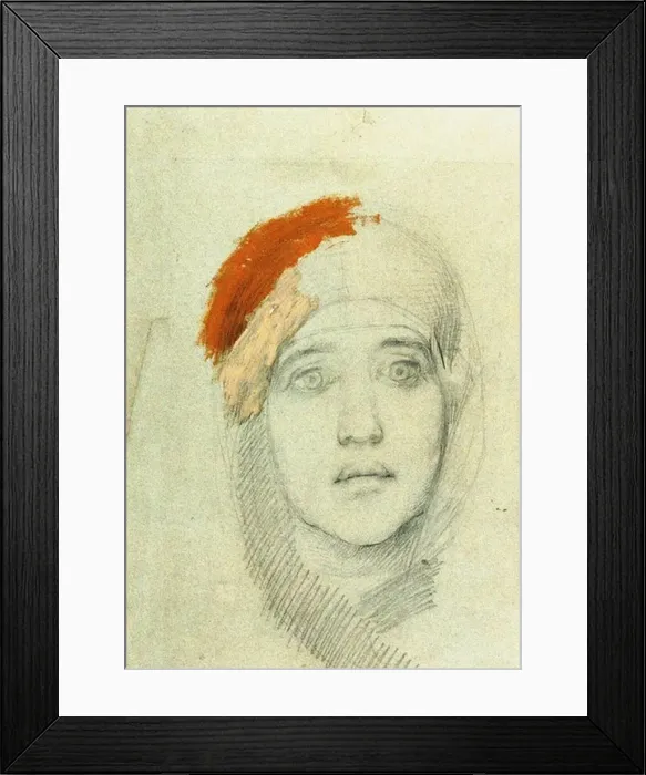 Framed Print : Head of a Woman, 1884. Artist: Vrubel, Mikhail Alexandrovich (1856-1910) Framed Print : Head of a Woman, 1884. Artist: Vrubel, Mikhail Alexandrovich (1856-1910)