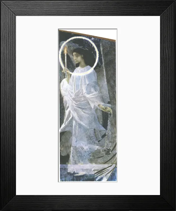 Framed Print : Angel with a Candle, 1887. Artist: Vrubel, Mikhail Alexandrovich (1856-1910) Framed Print : Angel with a Candle, 1887. Artist: Vrubel, Mikhail Alexandrovich (1856-1910)