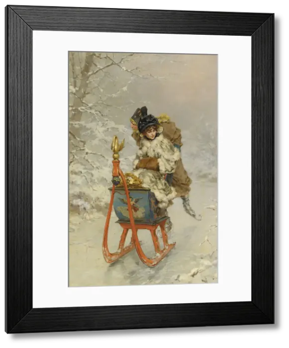 Framed Print : The Sleigh Ride. Artist: Kaemmerer, Frederik Hendrik (1839-1902) Framed Print : The Sleigh Ride. Artist: Kaemmerer, Frederik Hendrik (1839-1902)
