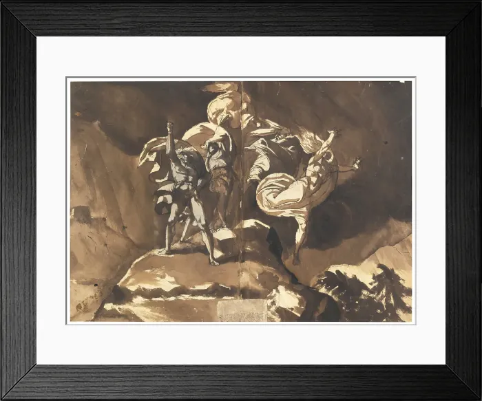 Framed Print : The Witches Floating Above Macbeth and Banquo. Artist: Fussli (Fuseli), Johann Heinrich (1741-1825) Framed Print : The Witches Floating Above Macbeth and Banquo. Artist: Fussli (Fuseli), Johann Heinrich (1741-1825)