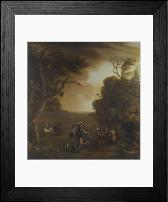 Framed Print : Macbeth and Banquo Meet the Three Witches, 1759. Artist: Wootton, John (1686-1765) Framed Print : Macbeth and Banquo Meet the Three Witches, 1759. Artist: Wootton, John (1686-1765)