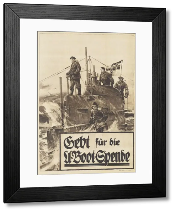 Framed Print : Give to the Submarine Donation. Poster, 1917. Artist: Stower, Willy (1864-1931) Framed Print : Give to the Submarine Donation. Poster, 1917. Artist: Stower, Willy (1864-1931)