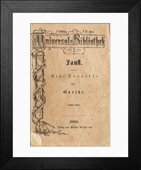 Framed Print : Goethes Faust I, the first volume of Reclams Universal Library, appeared on November 10, 1867, 1 Artist: Anonymous master Framed Print : Goethes Faust I, the first volume of Reclams Universal Library, appeared on November 10, 1867, 1 Artist: Anonymous master