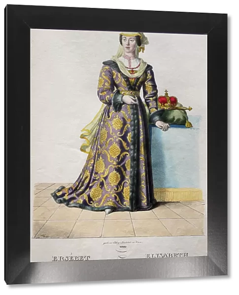 Elizabeth of Luxembourg (1409-1442), Queen of Bohemia, 1828. Artist: Kriehuber, Josef (1800-1876)