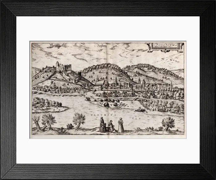Framed Print : Pressburg (Bratislava). From: Civitates orbis terrarium), 1588. Artist: Braun, Georg (1541-1622) Framed Print : Pressburg (Bratislava). From: Civitates orbis terrarium), 1588. Artist: Braun, Georg (1541-1622)