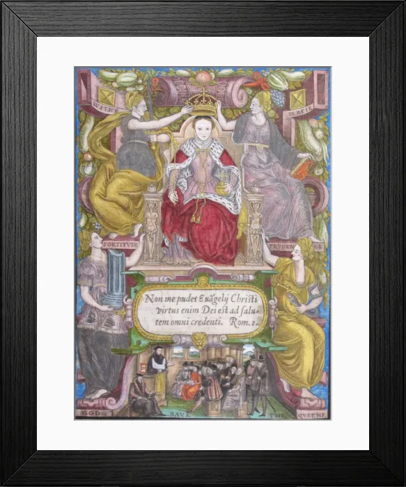 Framed Print : Portrait of Elizabeth I of England with crown, 1572. Artist: Anonymous