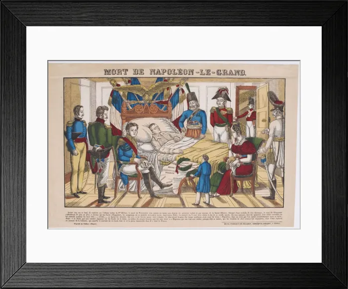 Framed Print : Napoleon Bonaparte on his deathbed, May 5, 1821, 1821-1822. Artist: Imagerie d Epinal, Vosges Framed Print : Napoleon Bonaparte on his deathbed, May 5, 1821, 1821-1822. Artist: Imagerie d Epinal, Vosges