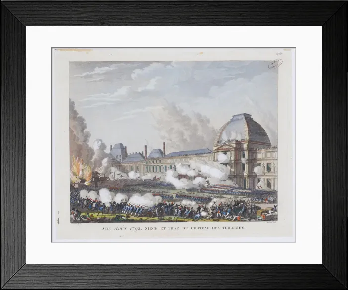 Framed Print : The storming the Tuileries Palace on 10 August 1792, c. 1800. Artist: Berthault, Pierre Gabriel (1748-1819) Framed Print : The storming the Tuileries Palace on 10 August 1792, c. 1800. Artist: Berthault, Pierre Gabriel (1748-1819)