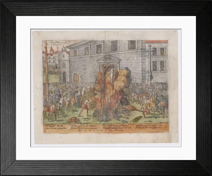 Framed Print : The Execution of Anne du Bourg on December 23, 1559, 1568. Artist: Perrissin, Jean Jacques (1536 / 1538-after 1611) Framed Print : The Execution of Anne du Bourg on December 23, 1559, 1568. Artist: Perrissin, Jean Jacques (1536 / 1538-after 1611)