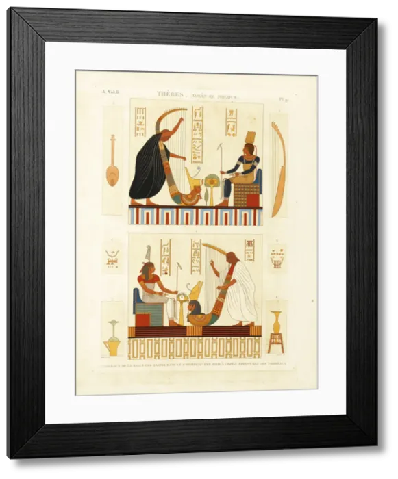 Framed Print : Paintings of two harpers in the tomb of Pharaoh Ramesses III in the Valley of the Kings. From The D Artist: Dutertre, Andre (1753-1842) Framed Print : Paintings of two harpers in the tomb of Pharaoh Ramesses III in the Valley of the Kings. From The D Artist: Dutertre, Andre (1753-1842)