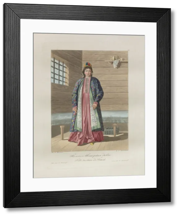Framed Print : Tatar Girl. From Les peuples de la Russie, 1812. Artist: Korneev (Karneev), Yemelyan Mikhaylovich (ca 1780-after 1839) Framed Print : Tatar Girl. From Les peuples de la Russie, 1812. Artist: Korneev (Karneev), Yemelyan Mikhaylovich (ca 1780-after 1839)