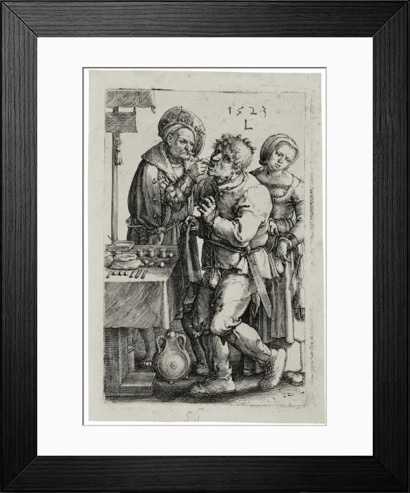 Framed Print : The Dentist, 1523. Artist: Leyden, Lucas, van (1489 / 94-1533) Framed Print : The Dentist, 1523. Artist: Leyden, Lucas, van (1489 / 94-1533)